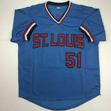 Autographed/Signed WILLIE MCGEE St. Louis Blue Baseball Jersey JSA COA Auto