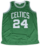 BOSTON CELTICS SAM JONES SIGNED #24 GREEN BASKETBALL JERSEY COA