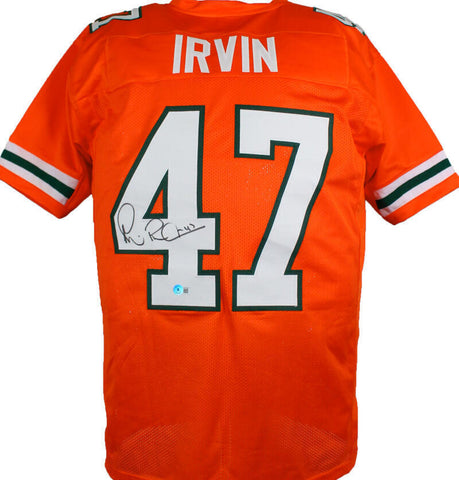 Michael Irvin Autographed Orange College Style Jersey- Beckett W Hologram *Black