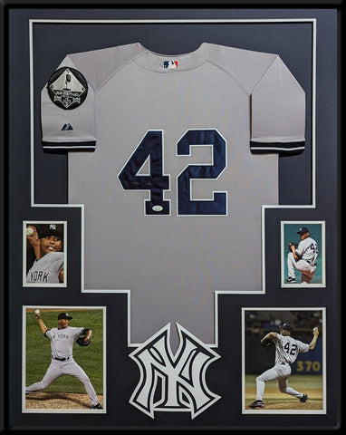 FRAMED NEW YORK YANKEES MARIANO RIVERA AUTOGRAPHED SIGNED JERSEY JSA COA