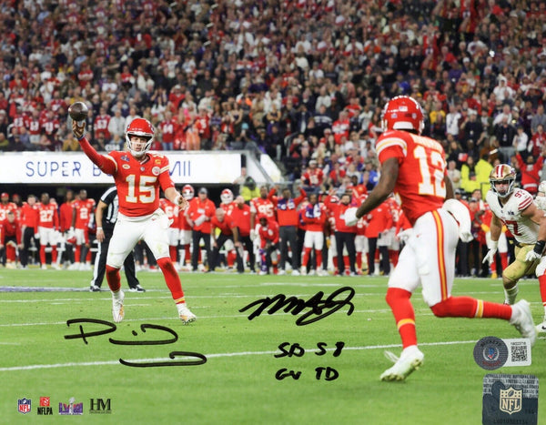 PATRICK MAHOMES & MECOLE HARDMAN SIGNED CHIEFS SUPER BOWL LVIII 8x10 PHOTO BAS