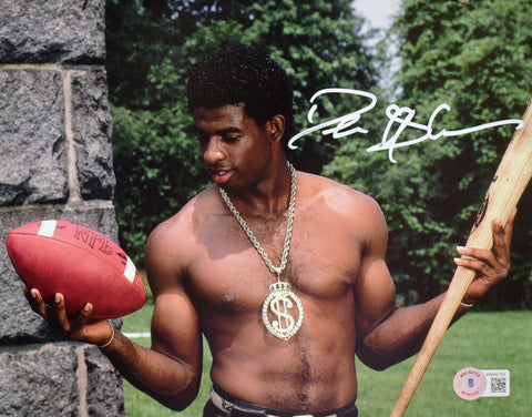 Deion Sanders Autographed 8x10 Posing Shirtless Photo- Beckett W Hologram *White