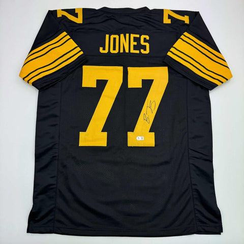 Autographed/Signed Broderick Jones Pittsburgh Black Color Rush CR Jersey BAS COA