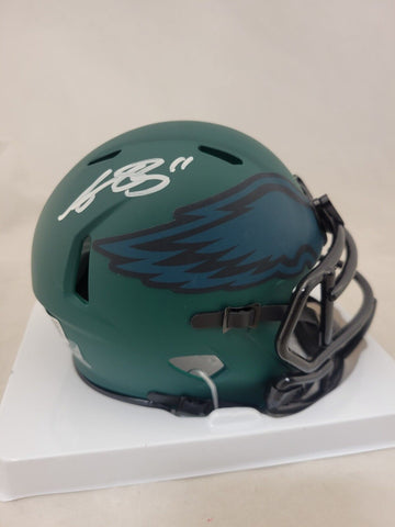 AJ BROWN SIGNED PHILADELPHIA EAGLES RAVE SPEED MINI HELMET BECKETT QR