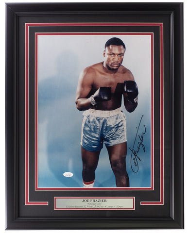 Joe Frazier Signed Framed 11x14 Boxing Photo JSA