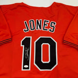 Autographed/Signed Adam Jones Baltimore Orange Baseball Jersey JSA COA