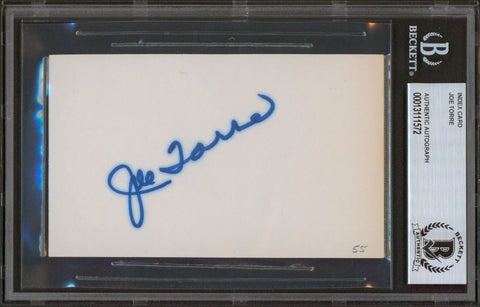 Yankees Joe Torre Authentic Signed 3x5 Index Card Autographed BAS Slab