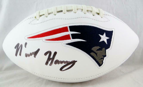 N'Keal Harry Autographed New England Patriots Logo Football- Beckett Auth *Black