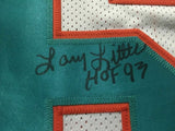 FRAMED Autographed/Signed LARRY LITTLE "HOF 93" 33x42 Miami White Jersey JSA COA