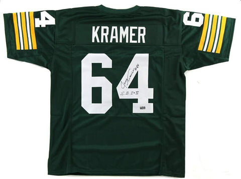 Jerry Kramer Signed Green Bay Green Custom Jersey- SB I & II