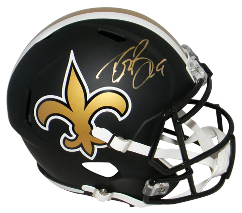 DREW BREES AUTOGRAPHED SIGNED NEW ORLEANS SAINTS FULL SIZE BLACK HELMET BECKETT