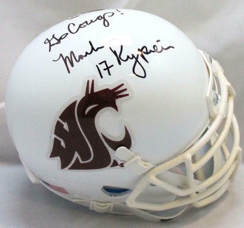 Mark Rypien Signed Washington State White Schutt Mini Helmet w/ Insc- BA W Holo