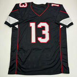 Autographed/Signed Kurt Warner Arizona Black Football Jersey Beckett BAS COA