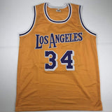 Autographed/Signed Shaquille Shaq O'Neal Los Angeles Yellow Jersey Beckett COA