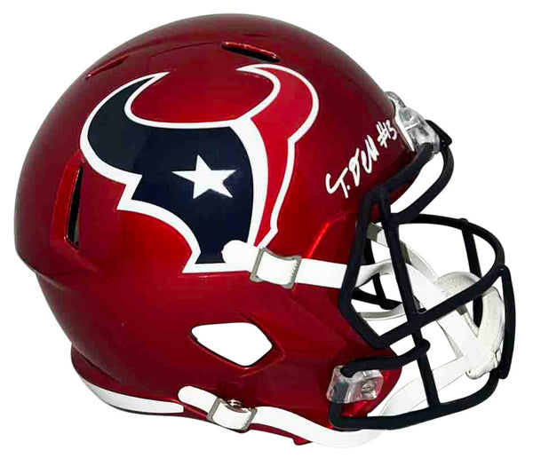 TANK DELL AUTOGRAPHED HOUSTON TEXANS RED FULL SIZE SPEED HELMET BECKETT