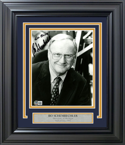 Bo Schembechler Autographed Framed 8x10 Photo Michigan Go Blue! Beckett #BB79333