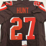 Autographed/Signed Kareem Hunt Cleveland Brown Football Jersey PSA/DNA COA