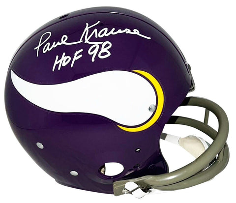 PAUL KRAUSE SIGNED MINNESOTA VIKINGS FULL SIZE THROWBACK TK HELMET W/ HOF 98