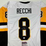 Autographed/Signed Mark Recchi Pittsburgh White Hockey Jersey JSA COA