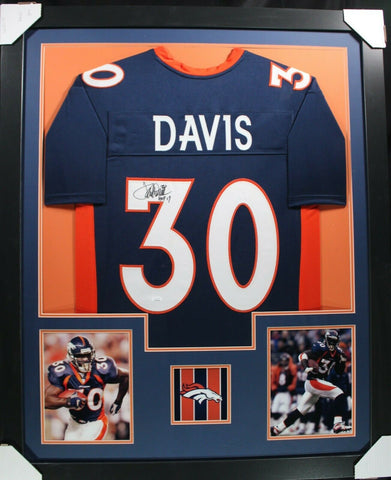 TERRELL DAVIS (Broncos blue TOWER) Signed Autographed Framed Jersey JSA