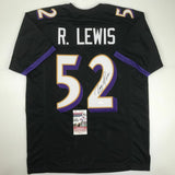 Autographed/Signed RAY LEWIS Baltimore Black Football Jersey JSA COA Auto