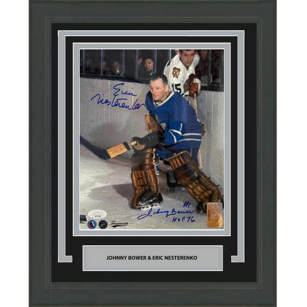 Framed Autographed/Signed Johnny Bower and Eric Nesterenko 8x10 Photo JSA COA