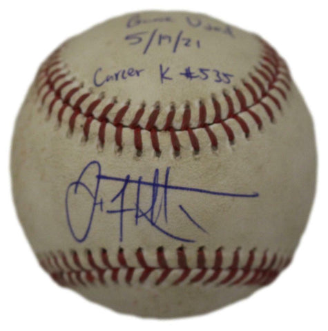 Jack Flaherty Autographed Game Used OML Baseball Cardinals MLB 36075