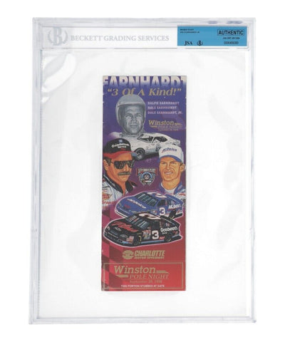 Dale Earnhardt Jr Signed 1998 Winston Pole Night Commemorative Ticket JSA Becket