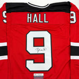 Autographed/Signed Taylor Hall New Jersey Red Hockey Jersey JSA COA