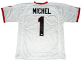 SONY MICHEL SIGNED AUTOGRAPHED GEORGIA BULLDOGS #1 WHITE JERSEY JSA