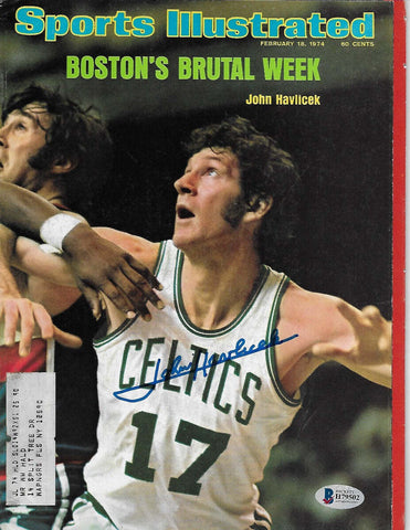 John Havlicek Autographed Boston Celtics Sports Illustrated 2/18/74 Beckett