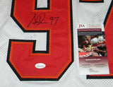 SIMEON RICE SIGNED AUTOGRAPHED TAMPA BAY BUCS BUCCANEERS #97 WHITE JERSEY JSA