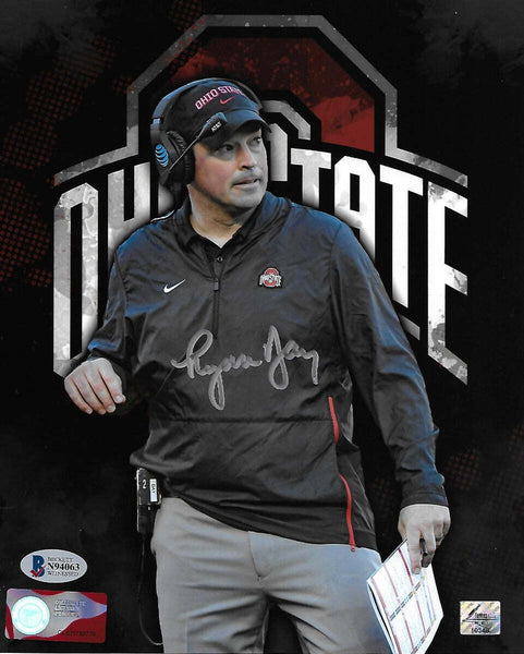 Ryan Day Autographed Ohio State Buckeyes Logo 8x10 Beckett Witnessed