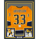 FRAMED Autographed/Signed VIKTOR ARVIDSSON 33x42 Nashville Yellow Jersey PSA COA