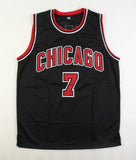 Toni Kukoc Signed Chicago Bulls Black Jersey (Beckett) 3xNBA Champion 1996-1998