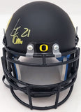 LAMICHAEL JAMES AUTOGRAPHED OREGON FLAT MATTE BLACK MINI HELMET PSA/DNA 208793