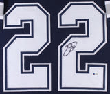 Emmitt Smith Signed Dallas Cowboys 35x43 Custom Framed Blue Jersey (Beckett COA)