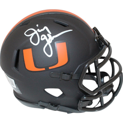 Jimmy Johnson Autographed Miami Hurricanes Eclipse Mini Helmet Beckett 48640