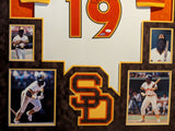 FRAMED IN SUEDE SAN DIEGO PADRES TONY GWYNN AUTOGRAPHED SIGNED JERSEY JSA COA