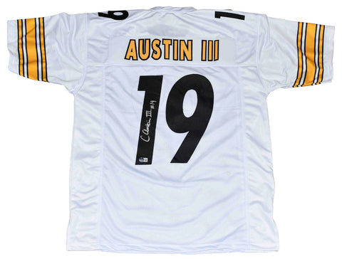 CALVIN AUSTIN III AUTOGRAPHED PITTSBURGH STEELERS #19 WHITE JERSEY BECKETT
