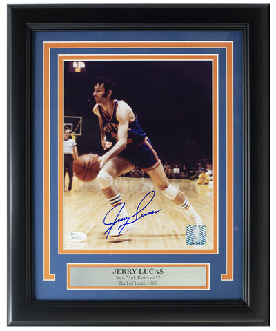 Jerry Lucas Signed Framed New York Knicks 8x10 Photo JSA