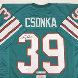 Autographed/Signed Larry Csonka Miami Teal Football Jersey JSA COA