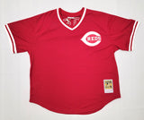 Pete Rose Signed Reds 1984 M&N Cooperstown Collection Red Jersey W/ Hit King BAS