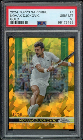 2024 Topps Chrome Sapphire Tennis Gold /50 #1 Novak Djokovic PSA 10 GEM MINT