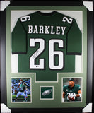 SAQUON BARKLEY (Eagles green TOWER) Signed Autographed Framed Jersey Beckett