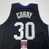 Autographed/Signed Stephen Steph Curry Golden State Black Jersey JSA COA