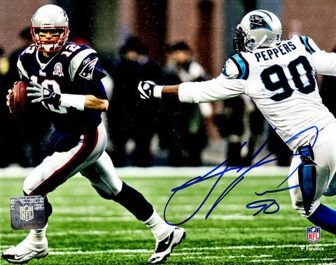 Julius Peppers Signed Carolina Panthers Chasing Tom Brady 8x10 Photo - SS COA