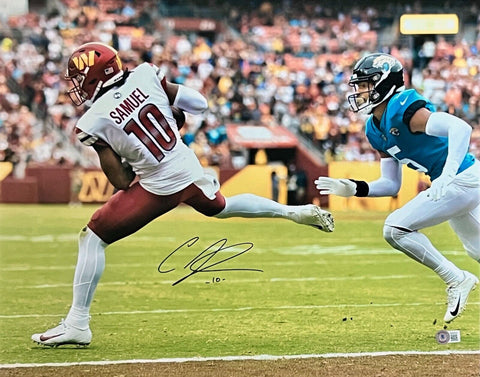 CURTIS SAMUEL SIGNED WASHINGTON COMMANDERS 1ST TOUCHDOWN 16x20 PHOTO BECKETT