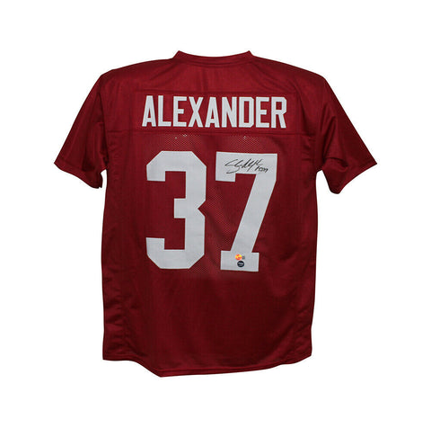 Shaun Alexander Autographed/Signed College Style Red XL Jersey Beckett 35499