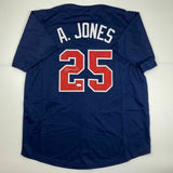 Autographed/Signed ANDRUW JONES Atlanta Blue Baseball Jersey JSA COA Auto